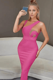 Lilideco-Kylie Bodycon Midi Dress - Hot Pink
