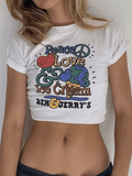 Lilideco Love Peace Printed Crop Top