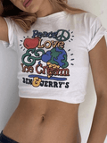 Lilideco Love Peace Printed Crop Top