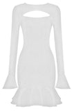 Lilideco-Mary Long Sleeve Bodycon Mini Dress - Pearl White