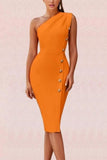 Lilideco-Mel Bodycon Midi Dress - Apricot Orange