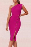 Lilideco-Mel Bodycon Midi Dress - Magenta Pink