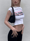 Lilideco Moto Car Printed Crop Top