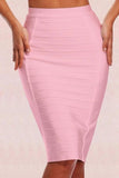 Lilideco-Pencil High Waist Bandage Knee Length Cocktail Skirt - Dusty Pink