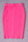 Lilideco-Pencil High Waist Bandage Knee Length Cocktail Skirt - Hot Pink