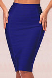 Lilideco-Pencil High Waist Bandage Knee Length Cocktail Skirt - Navy Blue