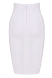Lilideco-Pencil High Waist Bandage Knee Length Cocktail Skirt - Pearl White
