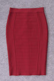 Lilideco-Pencil High Waist Bandage Knee Length Cocktail Skirt - Red Wine