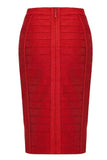 Lilideco-Pencil High Waist Bandage Knee Length Cocktail Skirt - Red Wine