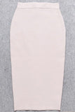 Lilideco-Pencil High Waist Bandage Midi Skirt - Cream