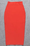 Lilideco-Pencil High Waist Bandage Midi Skirt - Lipstick Red