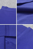 Lilideco-Pencil High Waist Bandage Midi Skirt - Navy Blue
