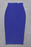 Lilideco-Pencil High Waist Bandage Midi Skirt - Navy Blue
