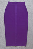 Lilideco-Pencil High Waist Bandage Midi Skirt - Plum Purple