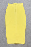 Lilideco-Pencil High Waist Bandage Midi Skirt - Sun Yellow