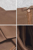 Lilideco-Pencil High Waist Bandage Midi Skirt - Tan Brown