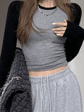 Lilideco Raglan Sleeve Rib Crop Top