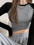 Lilideco Raglan Sleeve Rib Crop Top