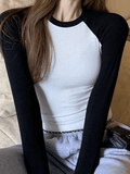 Lilideco Raglan Sleeve Rib Crop Top