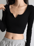 Lilideco Rib Knit Long Sleeve Crop Top