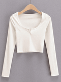 Lilideco Rib Knit Long Sleeve Crop Top