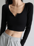 Lilideco Rib Knit Long Sleeve Crop Top