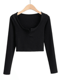 Lilideco Rib Knit Long Sleeve Crop Top