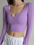 Lilideco Rib Knit Long Sleeve Crop Top