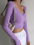 Lilideco Rib Knit Long Sleeve Crop Top