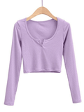 Lilideco Rib Knit Long Sleeve Crop Top