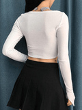 Lilideco Ribbed Long Sleeve Button Crop Top