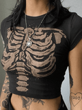 Lilideco Vintage Skeleton Printed Crop Top