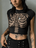 Lilideco Vintage Skeleton Printed Crop Top